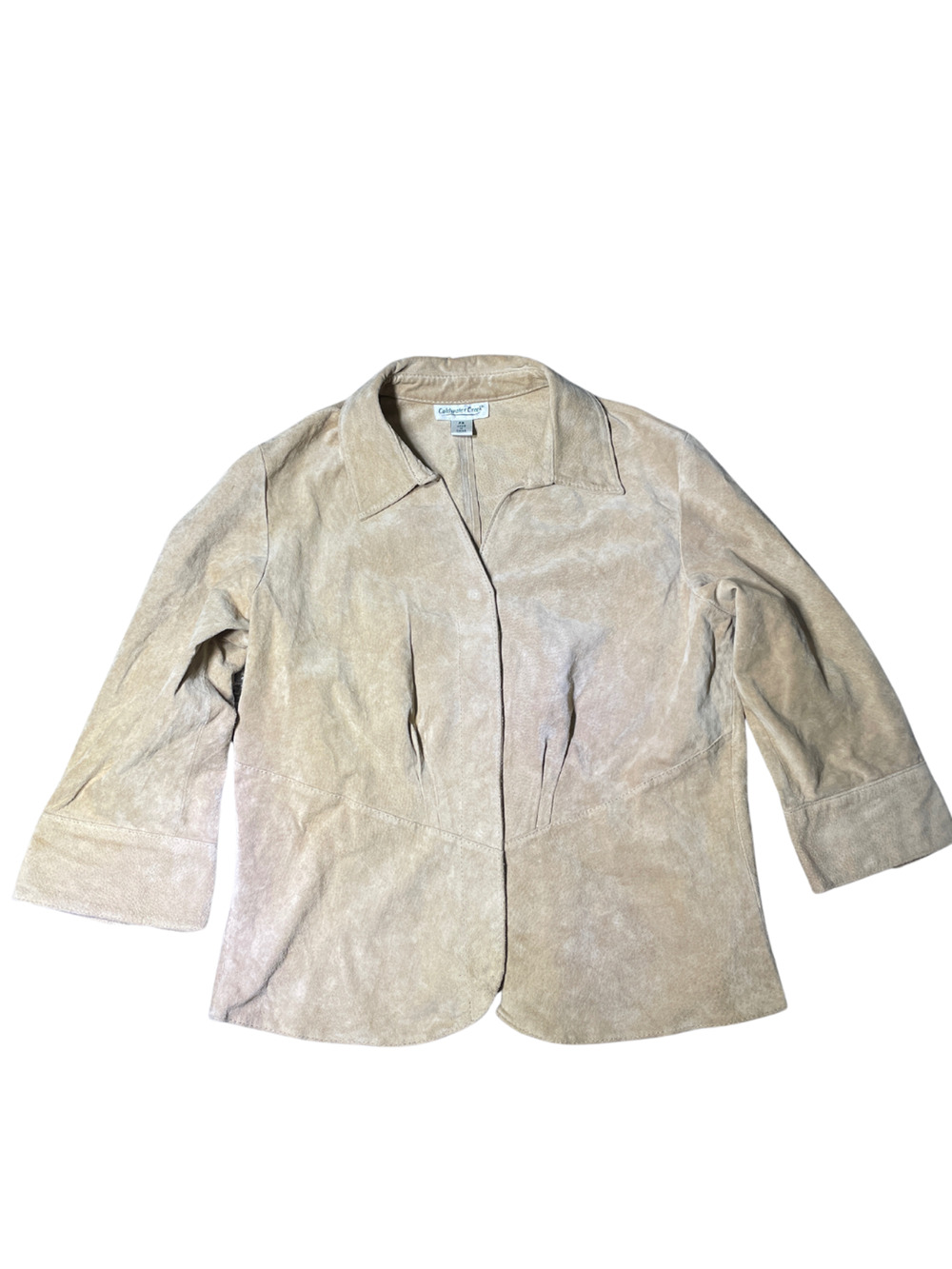Vintage Women's Coldwater Creek Suede Tan Leather Blazer Jacket Size PS